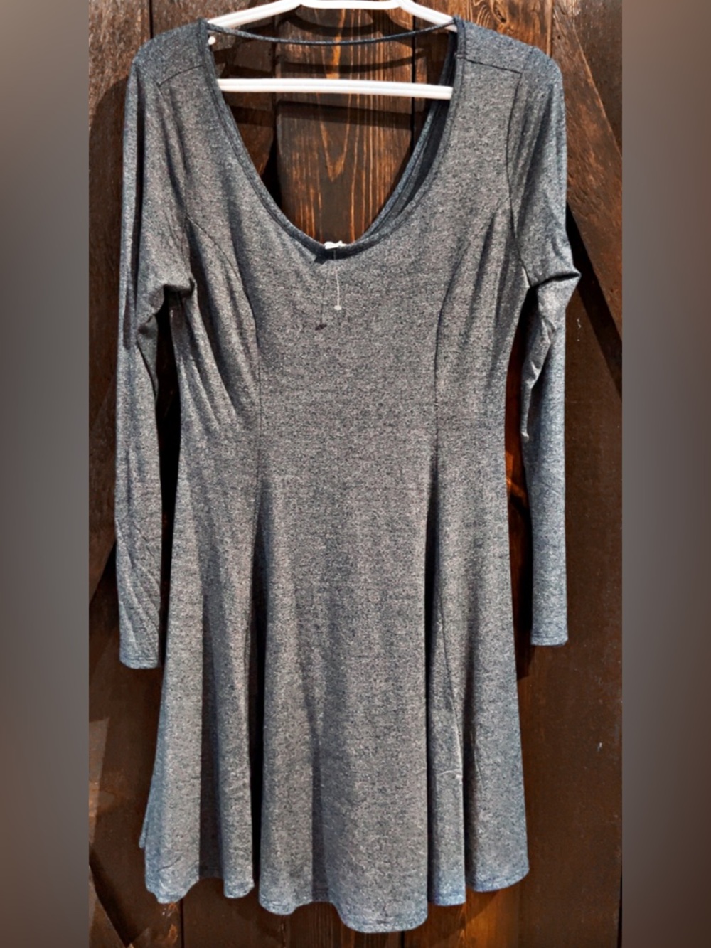 Blue Long Sleeve Fit & Flare Dress